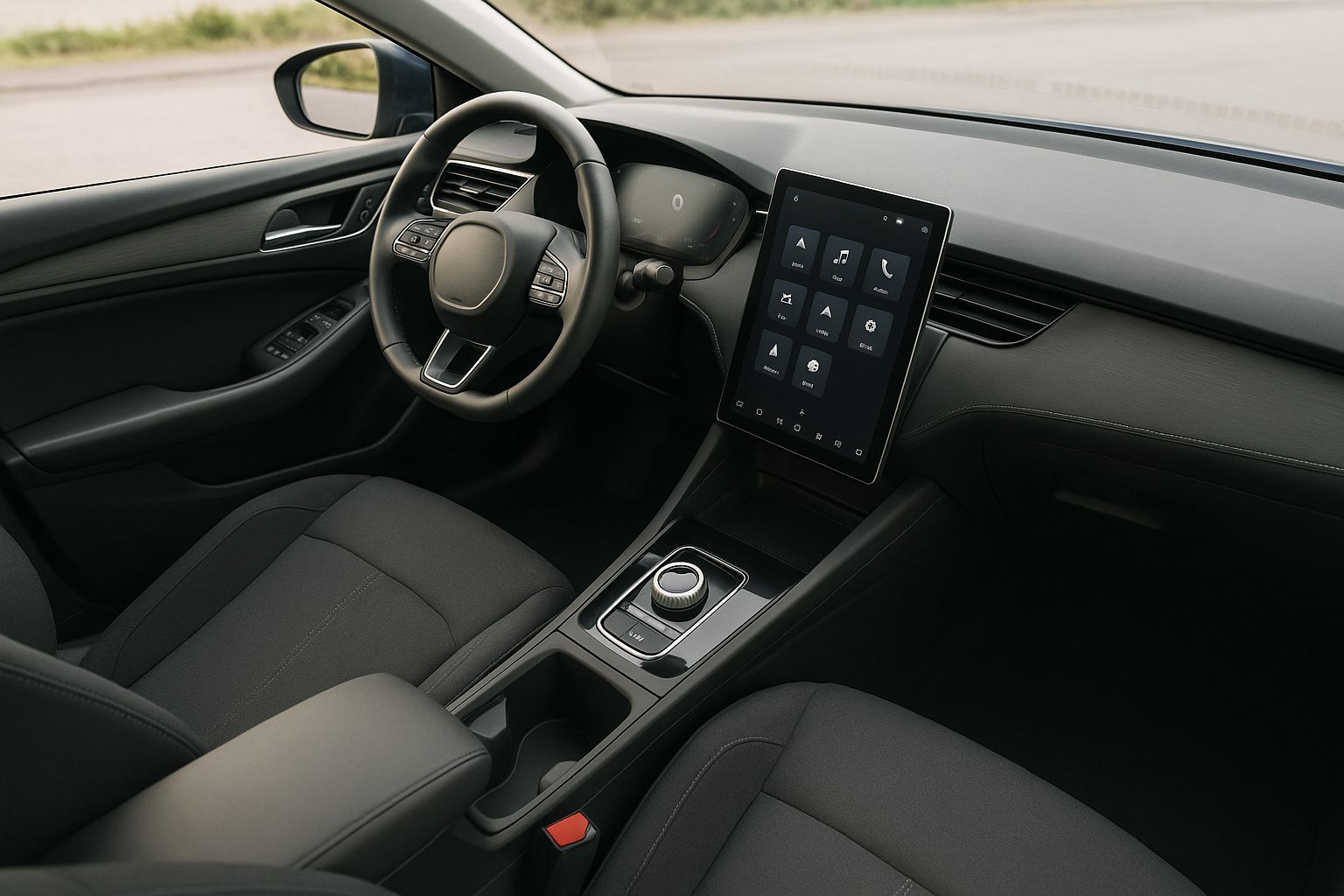 Interiör av MG5 elbil med öppen baklucka och rymligt bagageutrymme.